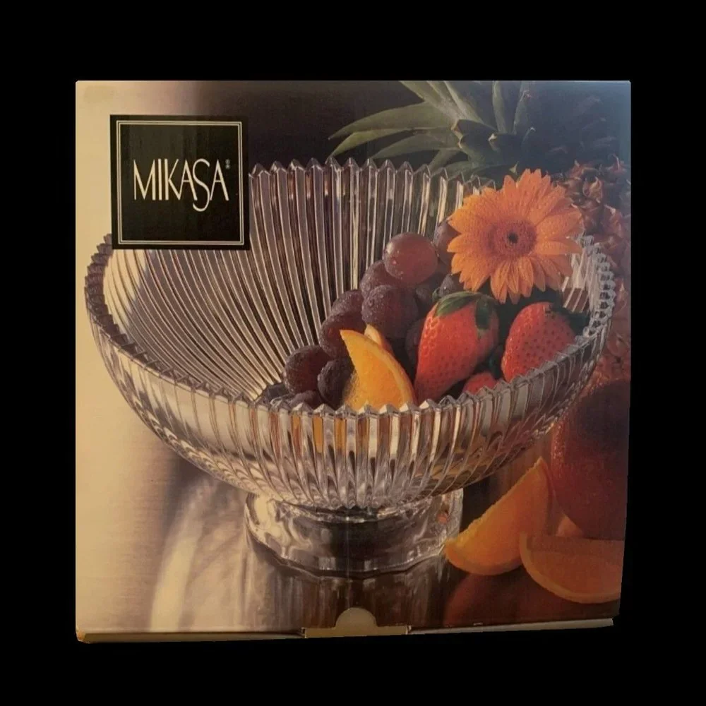 new Mikasa Diamond Fire Glass Crystal Footed 10